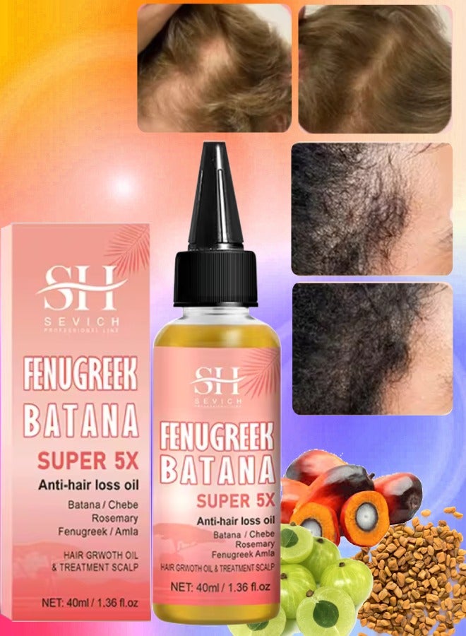 Sevich 5X Rapid Hair Growth Oil with Batana Chebe Rosemary Fenugreek and Amla Oil Hair Growth Oil and Scalp Treatment Super 5 in 1 Oil Anti Hair Loss Oil and Hair Regrowth Scalp Treatment Oils - Image 1