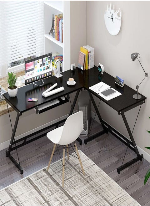 L Shape Gaming Table Computer Desk with Large Monitor Stand Study Writing Workstation 278 x 48 x 74 cm