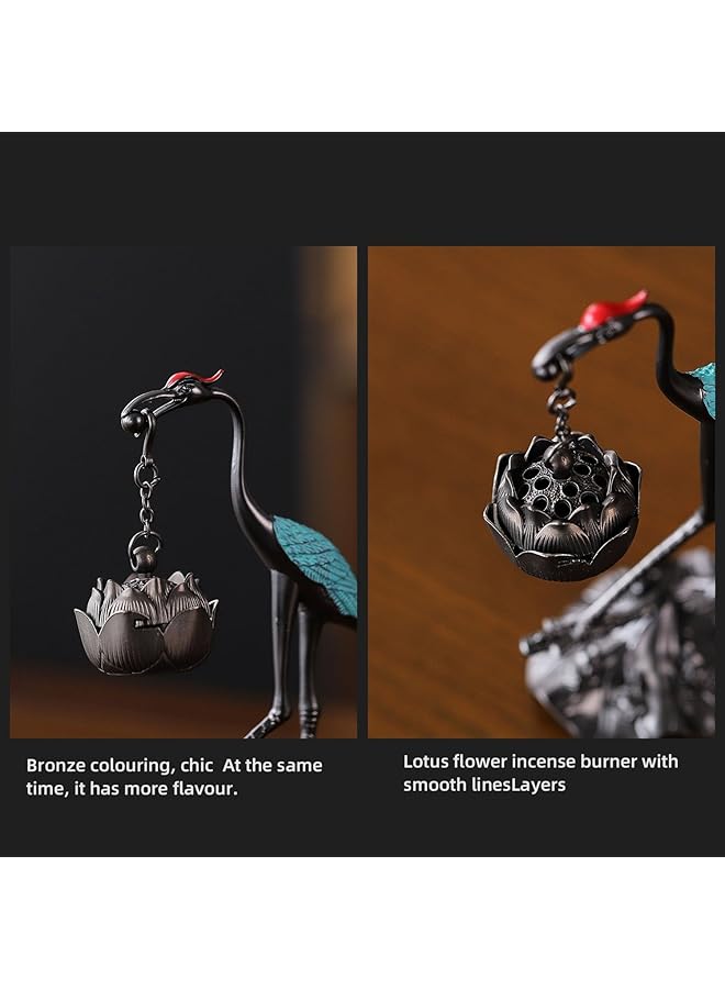 erorex Incense Cones Holder With Hanging Lotus Zinc Incense Holders With 5 Pack Home Decoration Crane Incense Cones Burner Home Decor Bedroom And Living Room Aromatherapy Decoration  - Image 2