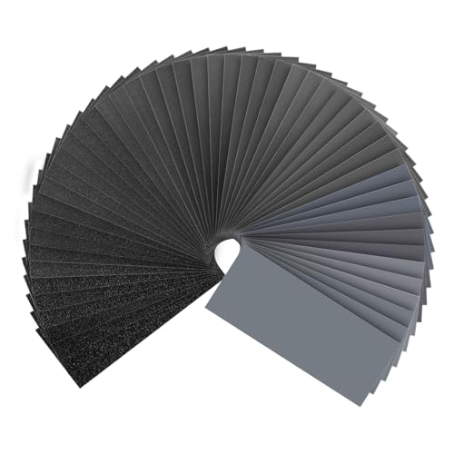 Shineboc Sandpaper Assortment 80-5000 Grit, 51 Sheets, 9 x 3.6 Inch Wet Dry Sand Paper, Hand Sanding Sheets for Wood Metal Automotive Sanding and Polishing - Image 1