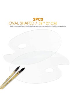 Y&D Paint Palette Mold 2 Pcs Clear Oval-Shaped Non-Stick Acrylic Mixing Tray-Comfortable Hold Easy Clean for DIY Art Face Painting Plate Epoxy Resin Casting  - Image 2