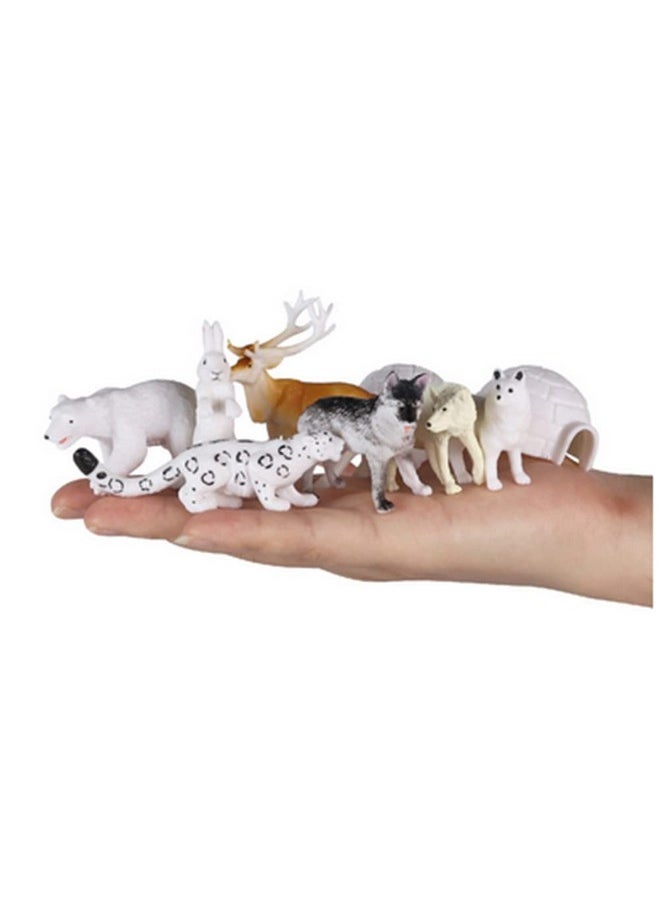 OUKEYI 14Pcs Realistic Polar Animals Figurines Toy Mini Arctic Animals Toys Set 1-2 Inch Plastic Arctic Tundra Deer Toy Animal Small White Bear Arctic Fox Kids Diorama Birthday Gift  - Image 2