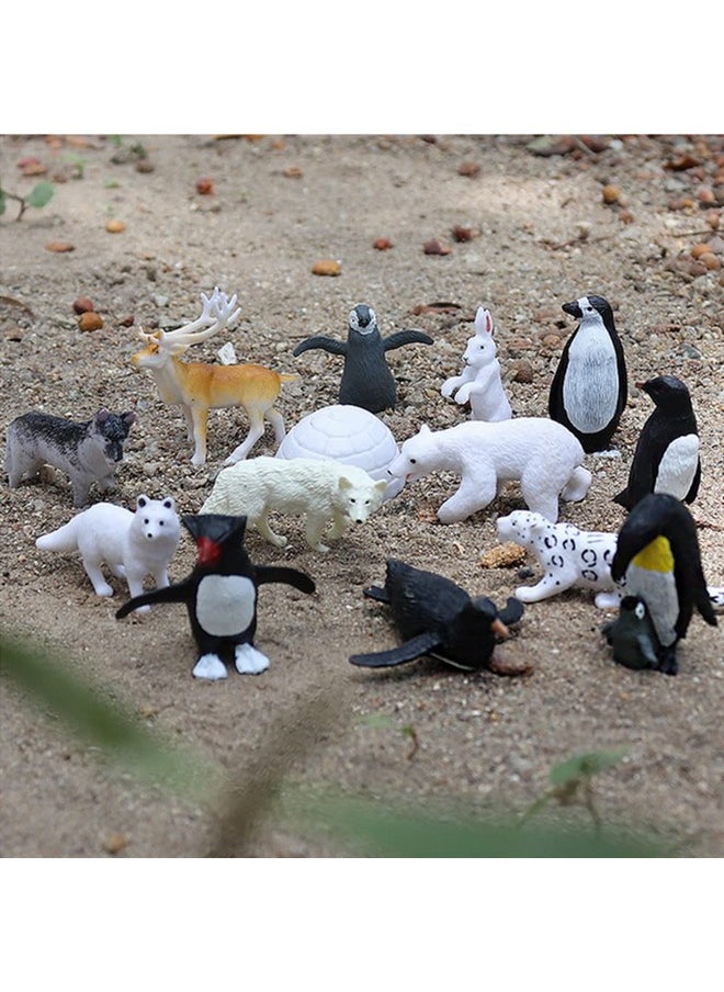 OUKEYI 14Pcs Realistic Polar Animals Figurines Toy Mini Arctic Animals Toys Set 1-2 Inch Plastic Arctic Tundra Deer Toy Animal Small White Bear Arctic Fox Kids Diorama Birthday Gift  - Image 3