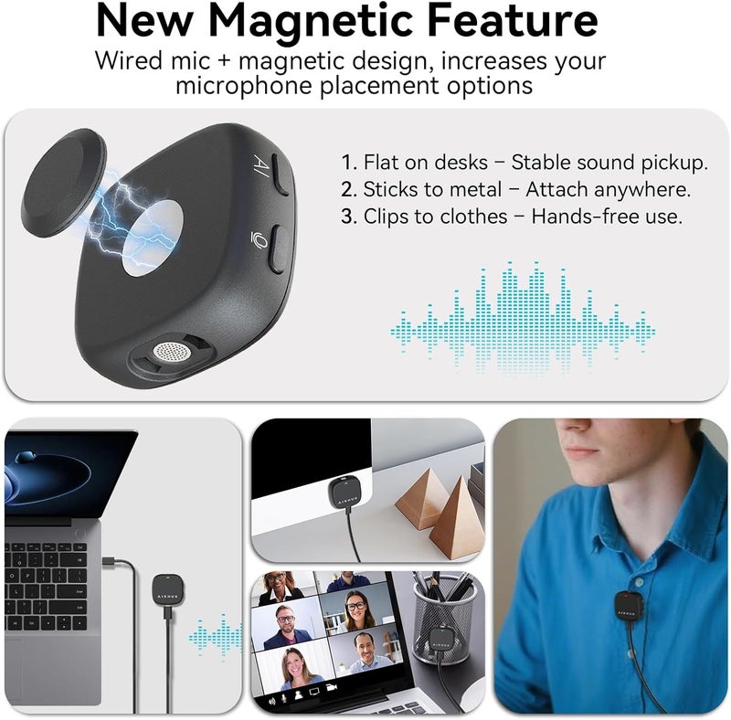 AIRHUG ميكروفون USB لمؤتمر ، تشغيل فوري للمؤتمرات الفيديو، الألعاب، الفصول الدراسية عبر الإنترنت، متوافق مع Windows و MacOS - Image 2
