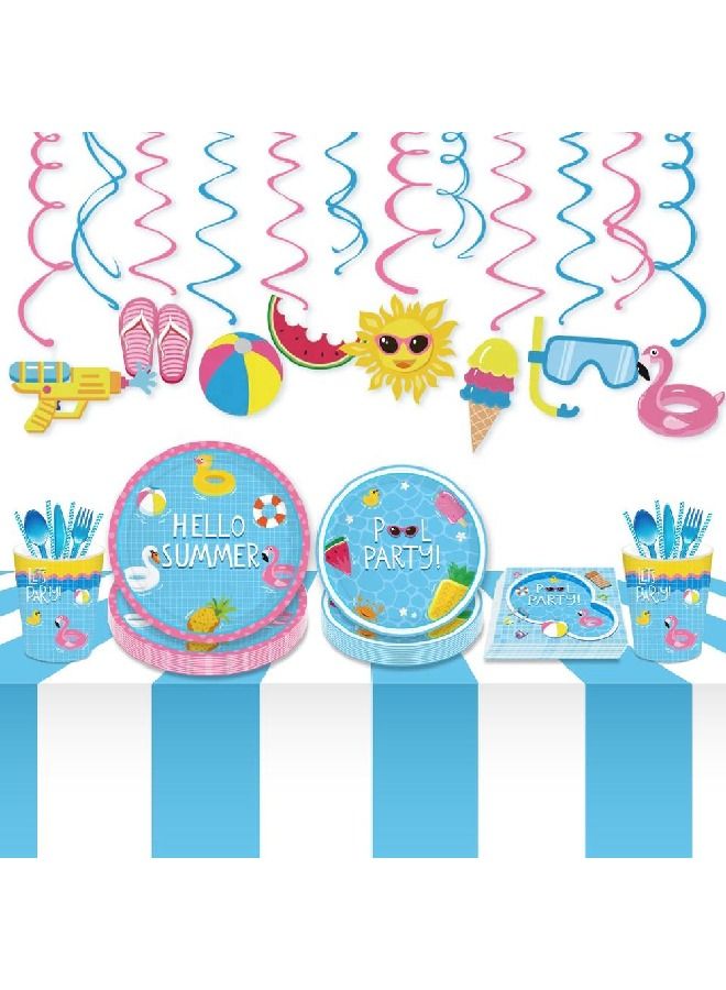 ThePartyPopper Set of 8 pcs Hello Summer Pool themed Party Tableware set - Image 5