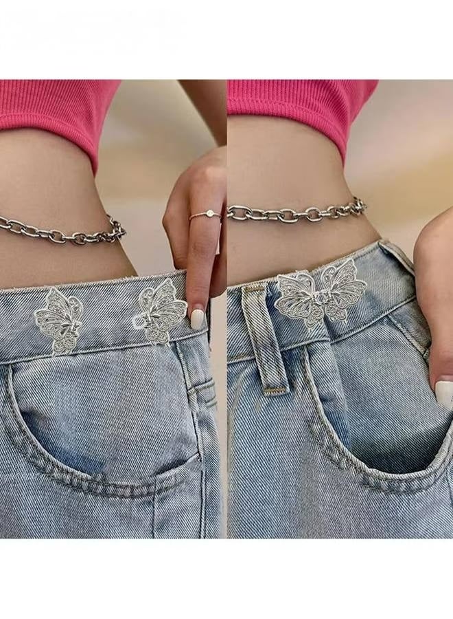 Adjustable Jeans Butterfly Buttons, 12 Pairs Butterfly Pants Button Jean Buttons, No Sewing Detachable, Waist Body Fit Tighten Buckles, Nail-Free Tightener Pant Button Waist, gold and silver  - Image 5