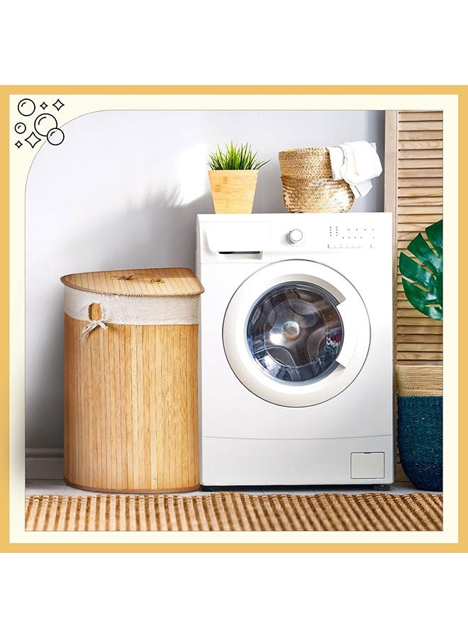 Hihonor Corner Bamboo Laundry Hamper with Lid and Removable Liner Corner Bamboo Laundry Basket with Handle Washing Clothes Basket Storage Bin for Bedroom Bathroom(Carbon)  - Image 5