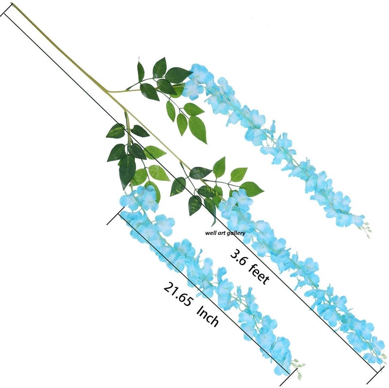 Well Art Gallery Well Art Gallery Artificial Flower for Decoration Wisteria Wall Hanging Perfect Product for Home Wedding Birthday Party Garden Special Occasion for Special Decoration Set of 6 Sky Blue - Image 4