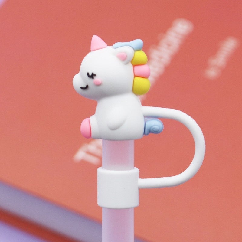 1 x 5 pcs Silicone Straw Cap Flower Cloud Cartoon for Stanley Cup Dustproof Cover 10mm Big unicorn