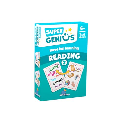 Blue Orange Super Genius Reading 2 - Tabletop Card Game, Fun Flash Card Concentration Matching Game for Kids, Ages 6 and up, 1-6 Players, Teacher Approved, Increase Your Vocabulary Games - Image 1