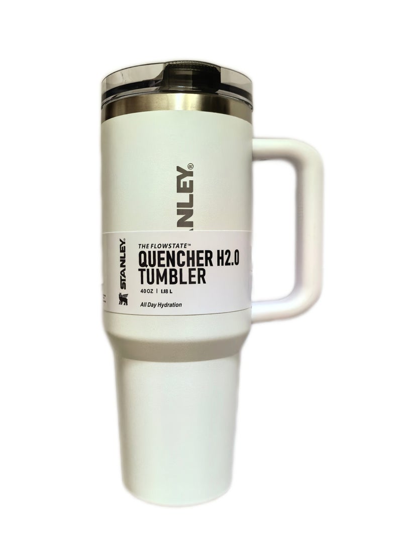 Stanley 40oz Quencher ProTour Flip Straw Tumbler with Leakproof Lid |Built-In Straw & Handle | Cupholder Compatible for Travel | Insulated Stainless Steel Cup | BPA-Free | For Water, Iced Tea or Coffee, Smoothie and More,Cream(White) - Image 2