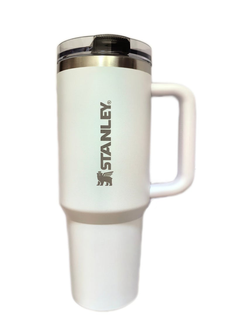 Stanley 40oz Quencher ProTour Flip Straw Tumbler with Leakproof Lid |Built-In Straw & Handle | Cupholder Compatible for Travel | Insulated Stainless Steel Cup | BPA-Free | For Water, Iced Tea or Coffee, Smoothie and More,Cream(White) - Image 1