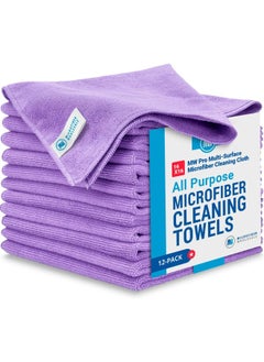 BUFF Microfiber Wholesale MW PRO Cleaning Cloth | Purple (12 Pack) | Size 16" x 16" | All Purpose Towels - Clean, Dust, Polish, Scrub, Absorbent  - Image 1