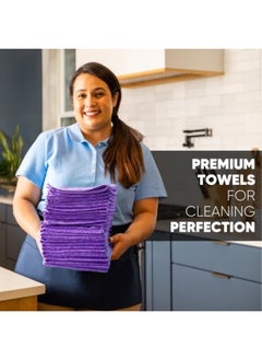 BUFF Microfiber Wholesale MW PRO Cleaning Cloth | Purple (12 Pack) | Size 16" x 16" | All Purpose Towels - Clean, Dust, Polish, Scrub, Absorbent  - Image 3