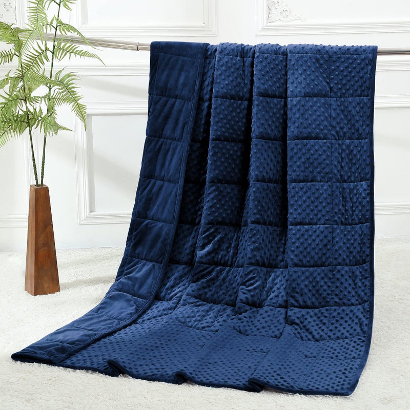 Alomidds Weighted Blanket for Adults, Weighted Blankets Queen Size 60"x80",15lbs, Cooling Breathable Soft and Comfort Minky, Heavy Blanket Microfiber Material with Glass Beads,Navy - Image 1