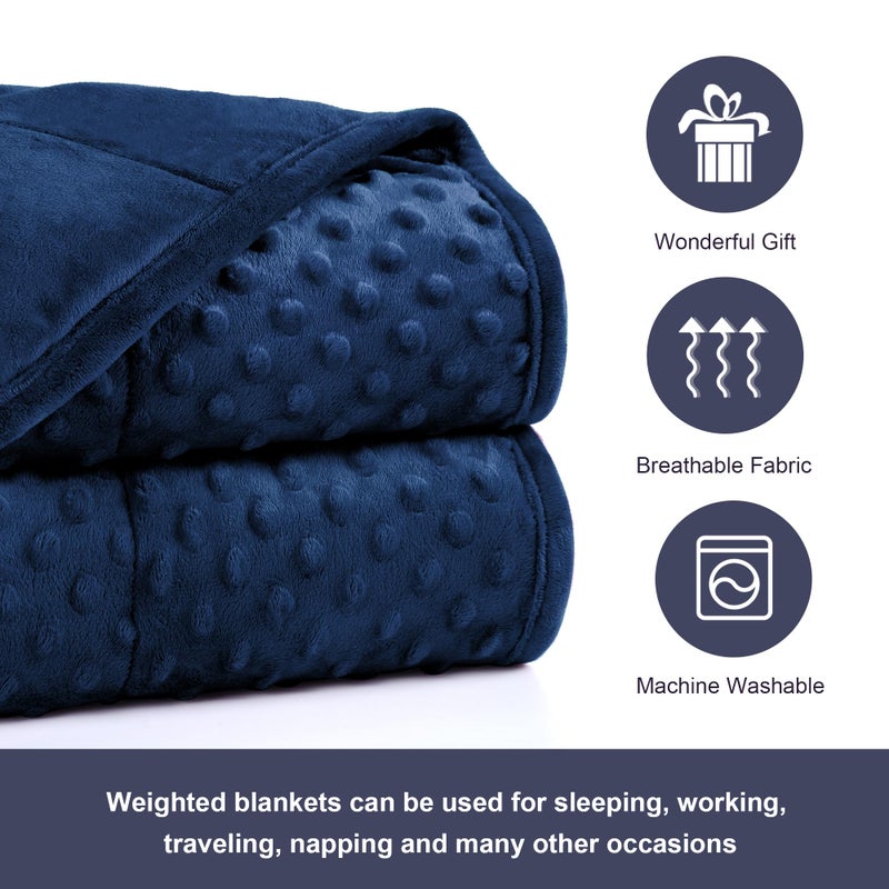 Alomidds Weighted Blanket for Adults, Weighted Blankets Queen Size 60"x80",15lbs, Cooling Breathable Soft and Comfort Minky, Heavy Blanket Microfiber Material with Glass Beads,Navy - Image 5