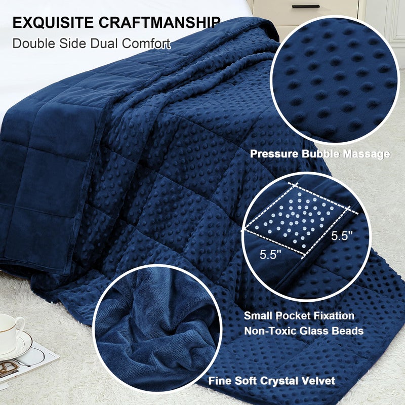Alomidds Weighted Blanket for Adults, Weighted Blankets Queen Size 60"x80",15lbs, Cooling Breathable Soft and Comfort Minky, Heavy Blanket Microfiber Material with Glass Beads,Navy - Image 2