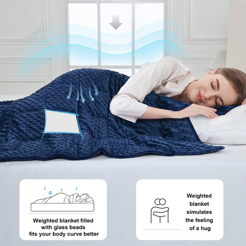 Alomidds Weighted Blanket for Adults, Weighted Blankets Queen Size 60"x80",15lbs, Cooling Breathable Soft and Comfort Minky, Heavy Blanket Microfiber Material with Glass Beads,Navy - Image 3