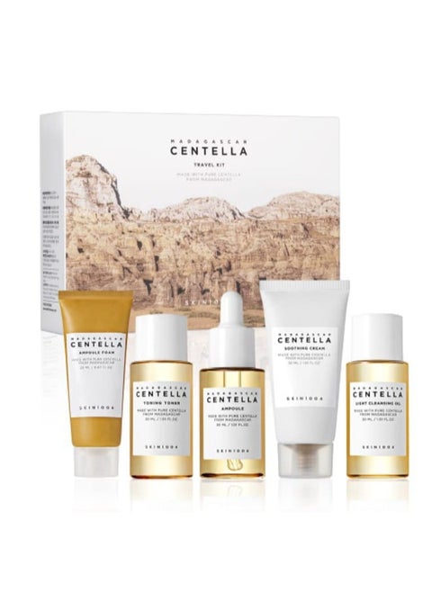 Madagascar Centella Travel Kit, Basic Skincare Box, Compact Size, Soothing Calming Yellow/White