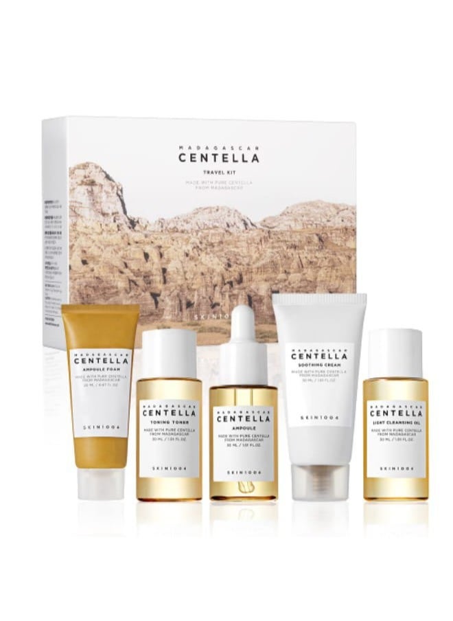 Madagascar Centella Travel Kit, Basic Skincare Box, Compact Size, Soothing Calming Yellow/White