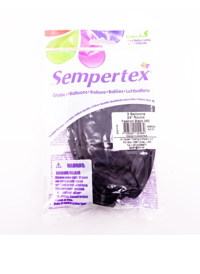 سيمبرتكس 3 قطع ، 24 بوصة بالونات مستديرة ، أزياء أسود ، بالونات لاتكس - Image 3