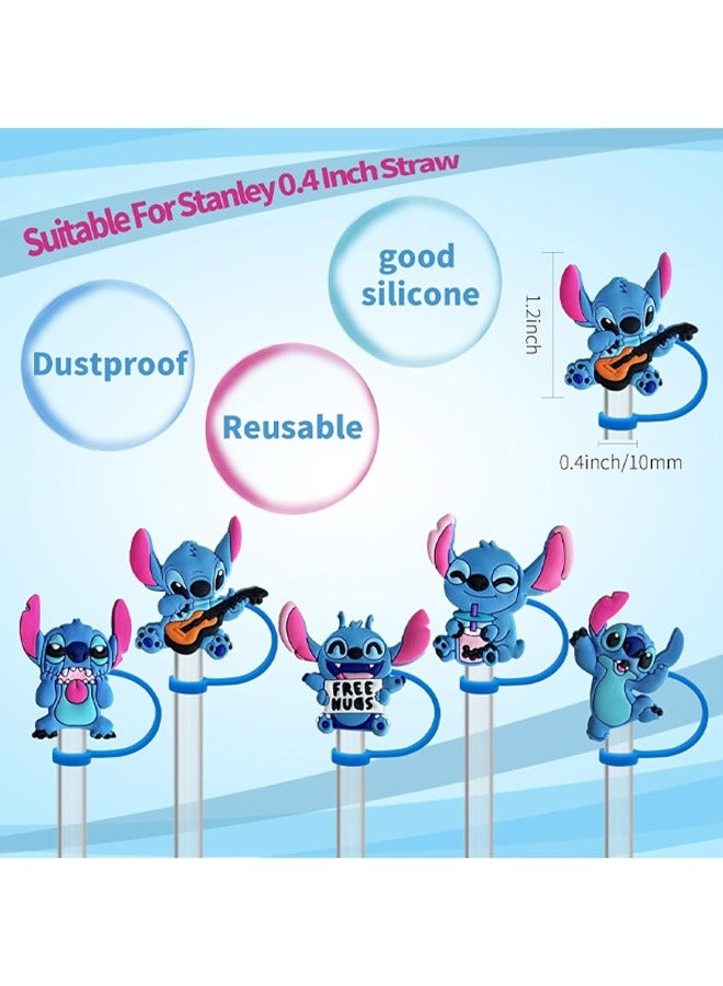 5 Pack Disney Stitch Silicone Straw Toppers for Stanley Cup 40 30 oz, 10MM Reusable Dust-Proof Straw Cover Cap, Straw Accessories for Water Tumbler - Image 2