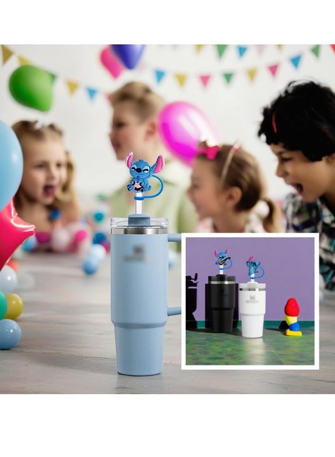 5 Pack Disney Stitch Silicone Straw Toppers for Stanley Cup 40 30 oz, 10MM Reusable Dust-Proof Straw Cover Cap, Straw Accessories for Water Tumbler - Image 3