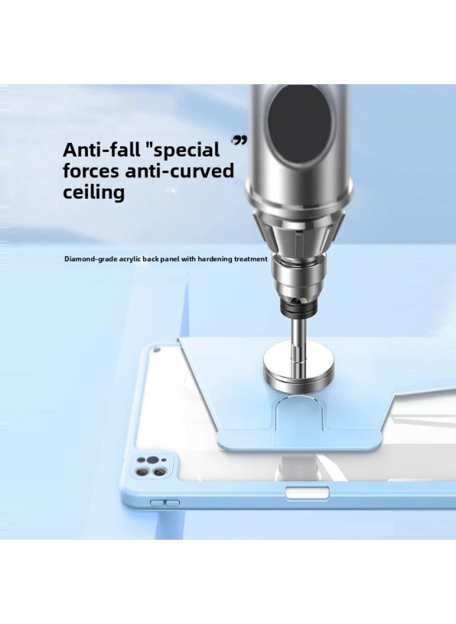 Generic - Suitable For Apple IPad Tablet Protective Cover 2024 Rotating Air6 Hard Shell Anti-drop Air Protective Shell Pro5 Generation 11-Colour:360 Rotating Acrylic [white Ice Blue] + Tempered Film-Applicable Model:Ipad10th Generation (10.9inch) - Image 1