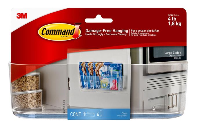 Command Large Caddy, Holds up to 4 lb, 8.6" x 3.1" x 3", 1 Caddy with 4 Command Strips, Damage Free Organization Wall Mount to Cabinet, Kitchen, Pantry, Closet, or Under Sink - Image 1