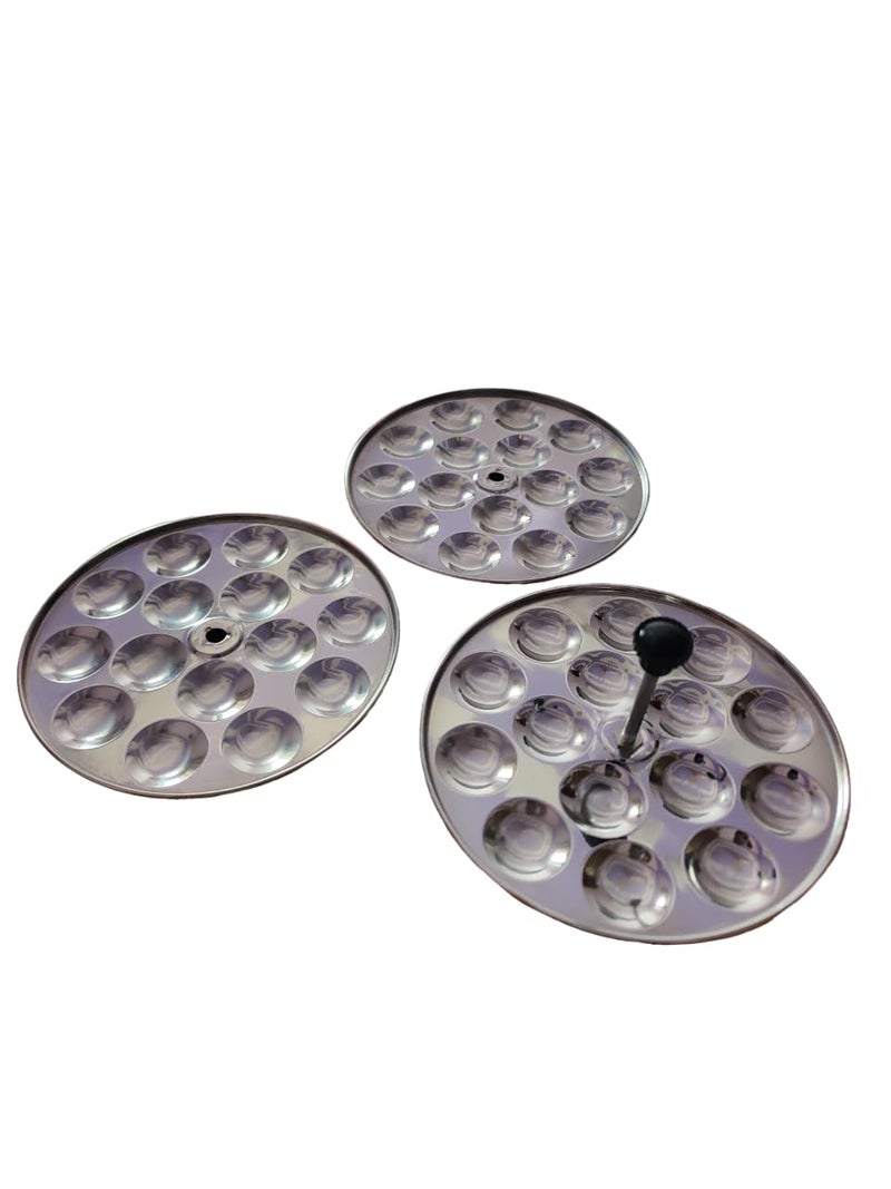 Marwall Stainless Steel SmallMini Idly StandIdly Maker Makes 45 Mini Idly at Once Round 3 Plate Mini Idli - Image 3