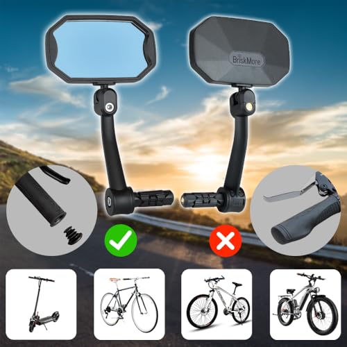 BriskMore Bar End Bike Mirrors, High–Definition Convex Blue Glass Lens for E-Bike Handlebars, Scratch Resistant, Safe Rearview 1 Pair Bicycle Mirror(Right And Left Side) BT-015B - Image 2
