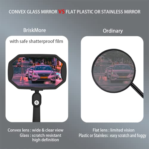 BriskMore Bar End Bike Mirrors, High–Definition Convex Blue Glass Lens for E-Bike Handlebars, Scratch Resistant, Safe Rearview 1 Pair Bicycle Mirror(Right And Left Side) BT-015B - Image 4