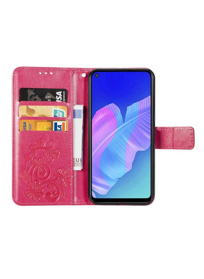 Zaboon Case For Huawei P40 lite E/Y7P Four-leaf Clasp Embossed Buckle Mobile Phone Protection Leather Case with Lanyard & Card Slot & Wallet & Bracket Function - Image 3