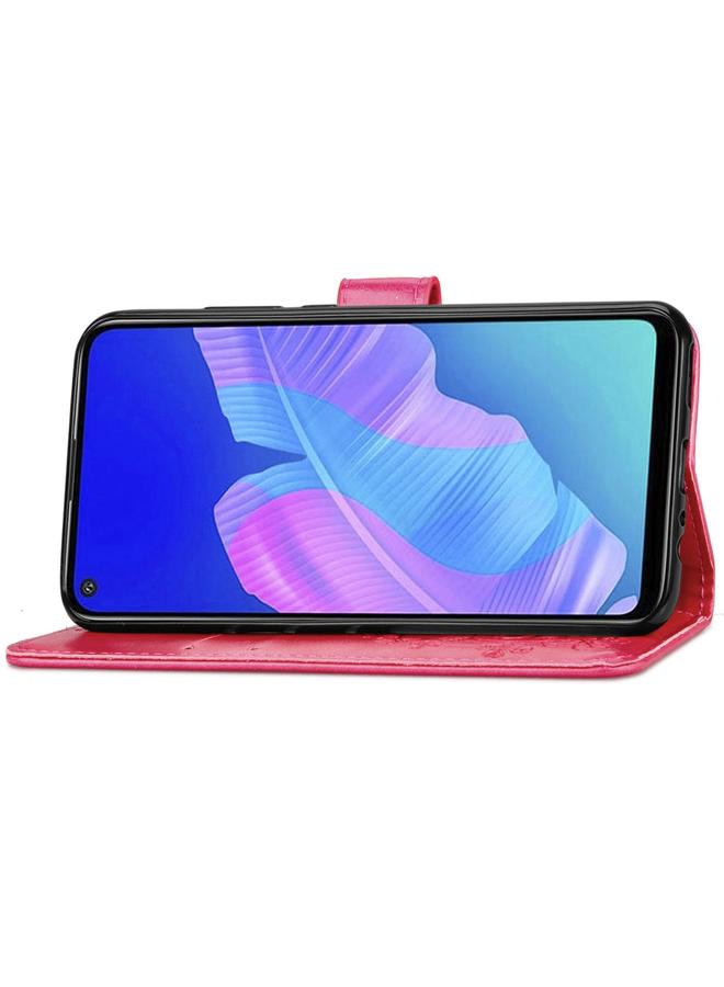 Zaboon Case For Huawei P40 lite E/Y7P Four-leaf Clasp Embossed Buckle Mobile Phone Protection Leather Case with Lanyard & Card Slot & Wallet & Bracket Function - Image 4