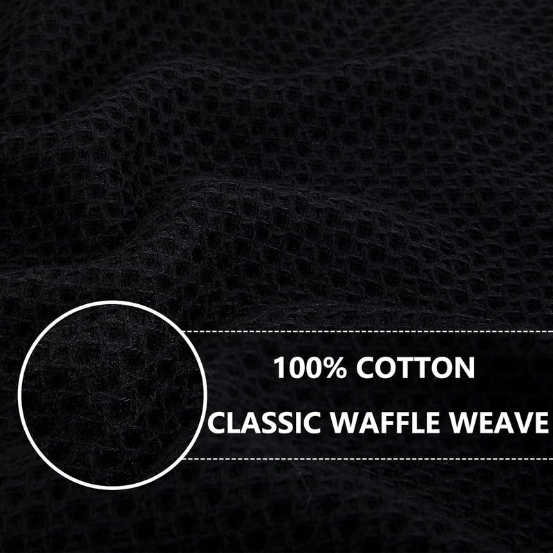 Homaxy 100% Cotton Waffle Weave Kitchen Dish Towels, Ultra Soft Absorbent Quick Drying Cleaning Towel, 13 x 28 Inches, 8-Pack, Black - Image 2