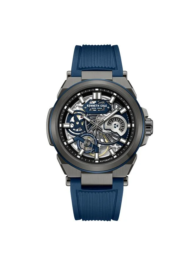 Downtown Men's 42mm Automatic Watch with Blue Dial & Silicone Strap