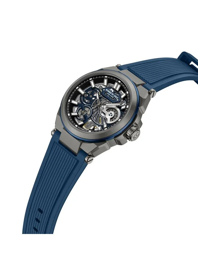 Kenneth Cole New York Downtown Men's 42mm Automatic Watch with Blue Dial & Silicone Strap