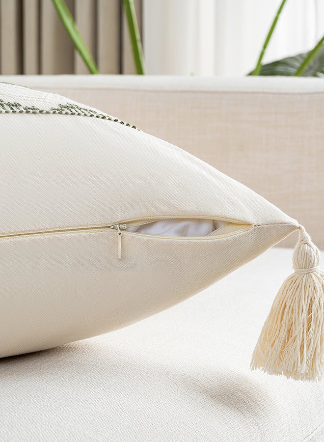 Fancy Homi مجموعة من 2 غطاء وسادة زخرفي عتيق للكنبة، السرير والأريكة، نمط ساحلي بوهيمي وريفى مع خيوط، تصميم جمالي وحديث - 45x45 سم - زيتوني - Image 3