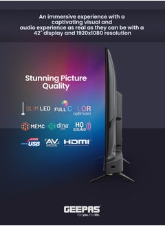 GEEPAS 42" Smart LED TV- GLED4207XFHD/ Android 13 Powered, Full HD 1080, Advanced HQ Sound/ with Remote Control, HDMI and USB Ports, AV Mode/ Frameless Design  - Image 5