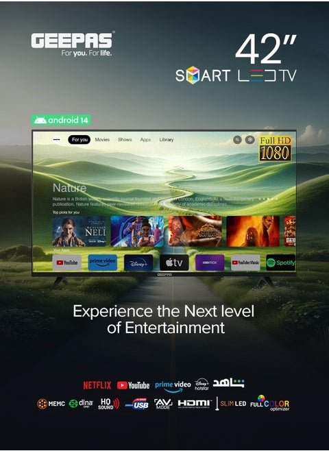42" Smart LED TV - Android 13 Powered, Full HD 1080p Display, High-Quality Sound, Frameless Modern Design, Includes Remote Control, Multiple HDMI & USB Ports, AV Mode Compatible