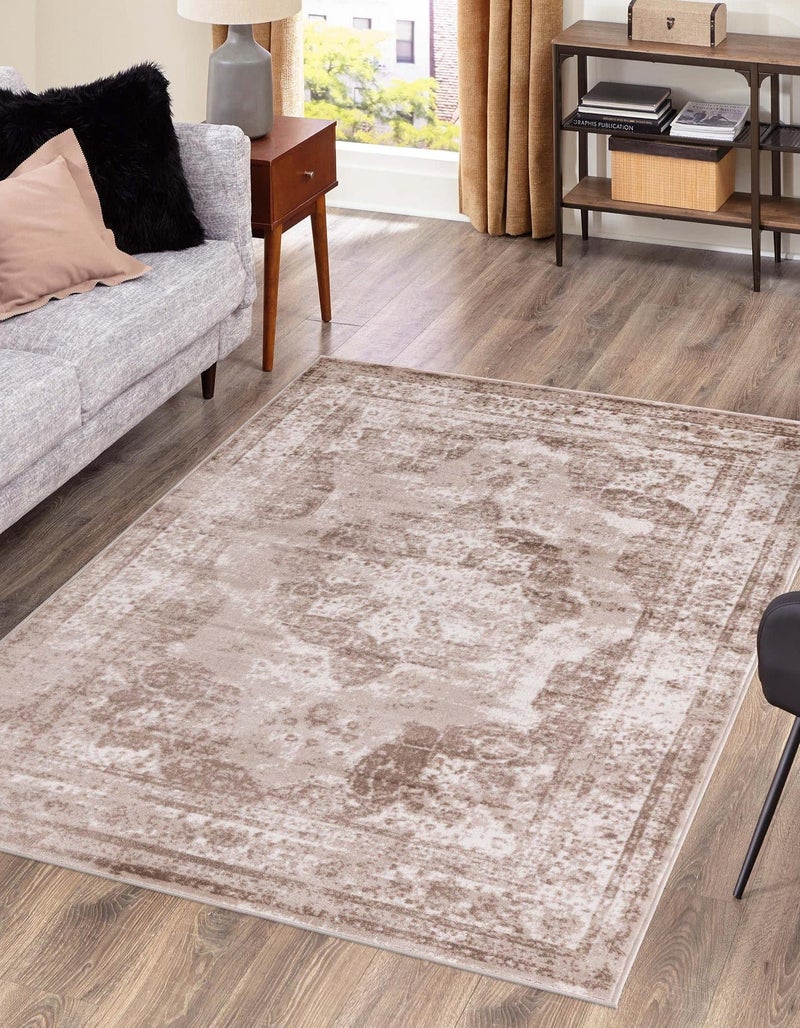 Unique Loom Sofia Collection Area Rug  Salle Garnier 6 1 x 9 Rectangle Beige Ivory