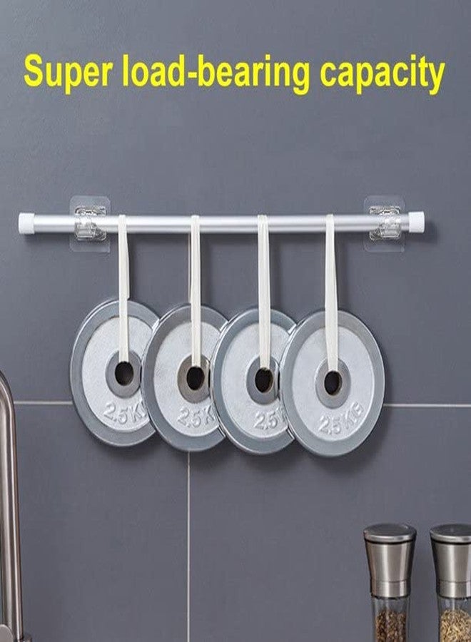 SpiderJuice 2pc Self Adhesive No Drilling Nail Punch Free Easy Adjustable Instant Wall Mount Sticking Clip Hook Bracket Rod Pole Holder for Curtain Towel Drapery Blinds at Home Kitchen Bathroom (Transparent) - Image 5