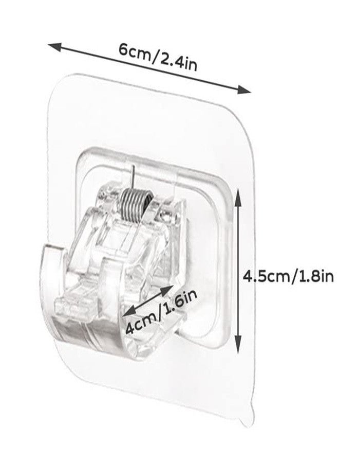 SpiderJuice 2pc Self Adhesive No Drilling Nail Punch Free Easy Adjustable Instant Wall Mount Sticking Clip Hook Bracket Rod Pole Holder for Curtain Towel Drapery Blinds at Home Kitchen Bathroom (Transparent) - Image 4