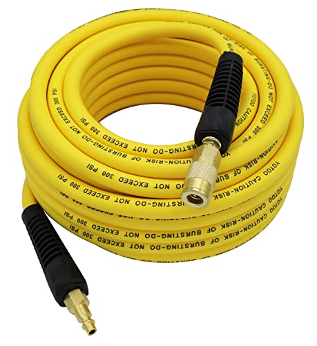 YOTOO Hybrid Air Hose 3/8-Inch by 50-Feet 300 PSI Heavy Duty, Lightweight, Kink Resistant, All-Weather Flexibility with 1/4-Inch Industrial Air Fittings and Bend Restrictors, Yellow - Image 1