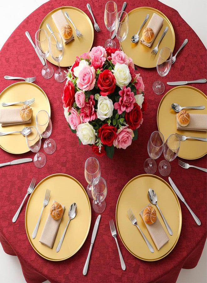 Molain 12 Inch Gold Tray, 6 Pcs Round Serving Stainless Steel Circle Platter Decorative Plate Coffee Table Makeup Organizer Dishes for Bar Display Food Kitchen Dessert Cart Bathroom Candle Display - Image 3