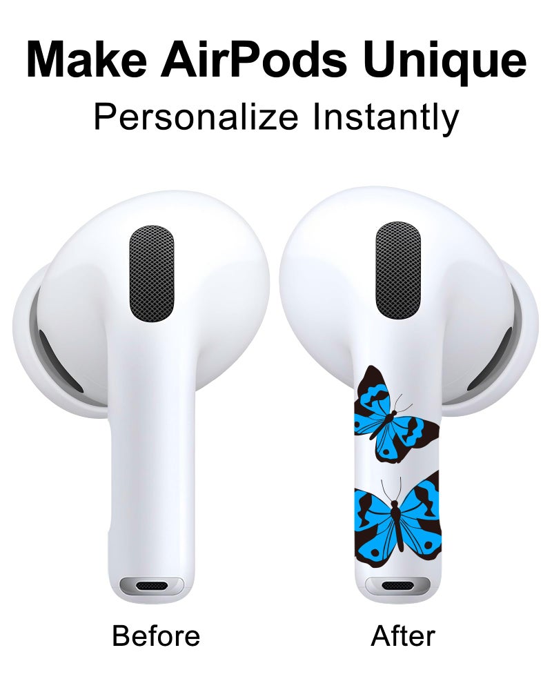 RockMax for AirPods 4 Skin, Cute Decal Sticker for Air Pods 4th Gen, Compatible with Butterfly AirPod Case 2024, Durable Tattoo Wrap, Easy to Identify, Also Fits AirPods Pro 1/2/3, AirPods 1/2/3 - Image 2