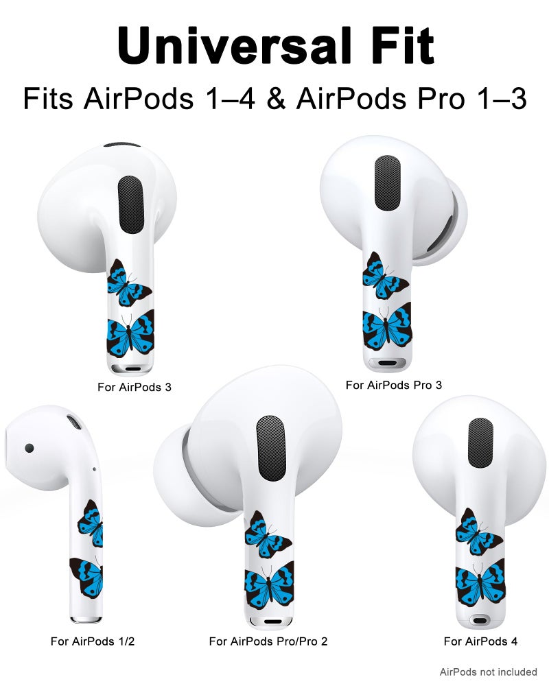 RockMax for AirPods 4 Skin, Cute Decal Sticker for Air Pods 4th Gen, Compatible with Butterfly AirPod Case 2024, Durable Tattoo Wrap, Easy to Identify, Also Fits AirPods Pro 1/2/3, AirPods 1/2/3 - Image 4