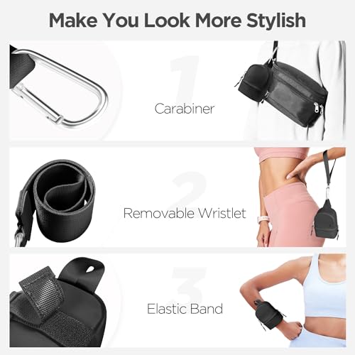 Babysun Mini Backpack Keychain Wristlet Pouch Small Change Coin Purse Cute Zipper Wallet With 3 RFID Card Slots For Women/Men Airpods Cosmetics (Black) - Image 3