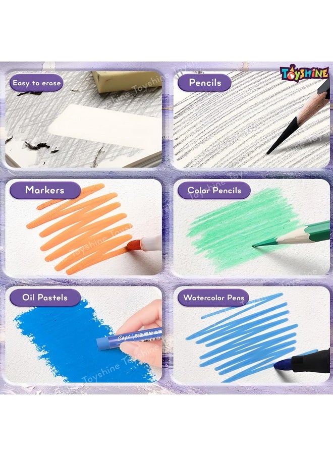Toyshine Toyshine A3 Size Thickened Sketchbook with Hand Painted Hard Cover for Painting Drawing Art & Craft Work (60 Sheets) Blue  - Image 3