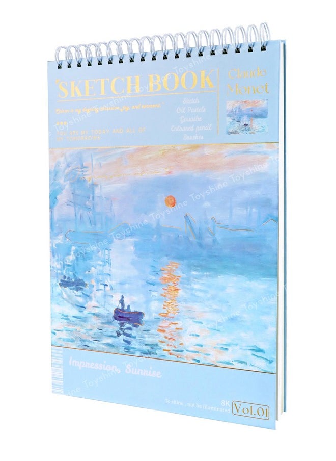 Toyshine Toyshine A3 Size Thickened Sketchbook with Hand Painted Hard Cover for Painting Drawing Art & Craft Work (60 Sheets) Blue  - Image 1